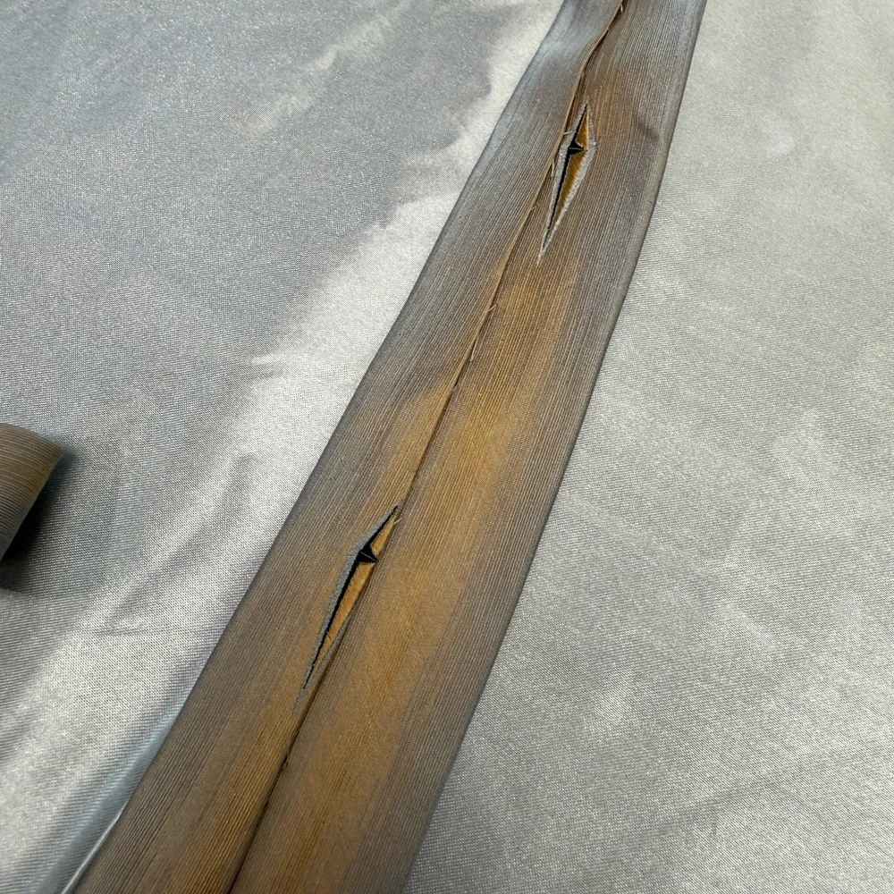 Executive Neckwear Gold & Gray Skinny Men's Tie All Silk Wm.H.Block Indianapolis - Picture 5 of 8